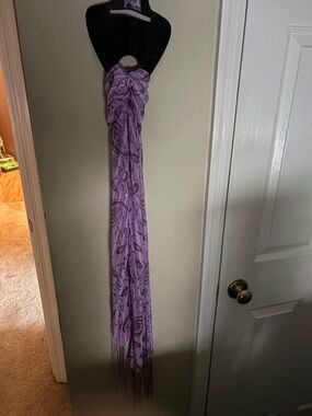 Light Purple Paisley Scarf with Fringe